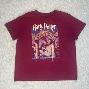 Harry Potter Sorcerer’s Stone Red Graphic Tee Short Sleeve Burgundy Size X-Large